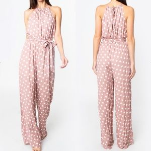 NWT Sugarlips Paula Polka Dot Jumpsuit Pink White